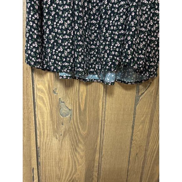 Ditzy Floral Whimsigoth Dark Academia Flirty Babydoll Dress smocked  Back Waist - Picture 5 of 10